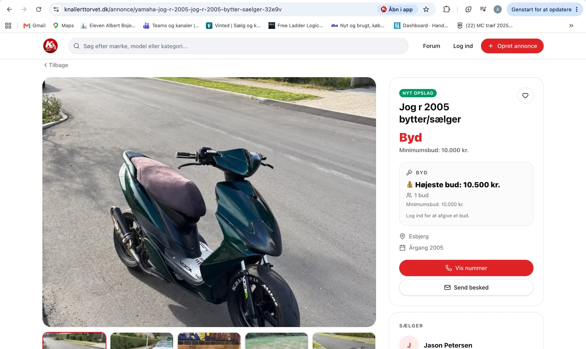 Annonceside med billeder, bud og kontaktmuligheder på KnallertTorvet.dk